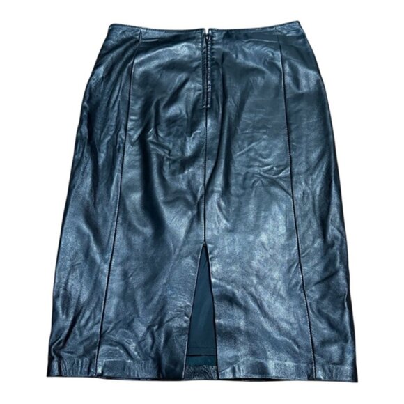 Danier Leather Skirt Womens 4 Chestnut Italian Leather Pencil Knee Length Canada - Picture 6 of 8